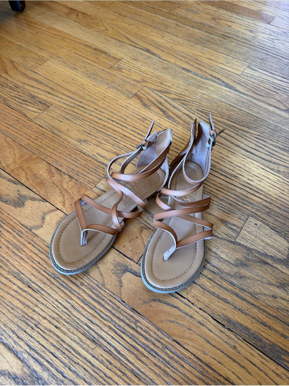 Girls Brown Strappy Comfort Sandals